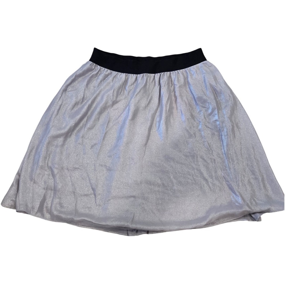 Chelsea 28 Skirt XS Silver Shimmer Elastic Waist Flared‎ Mini Women's